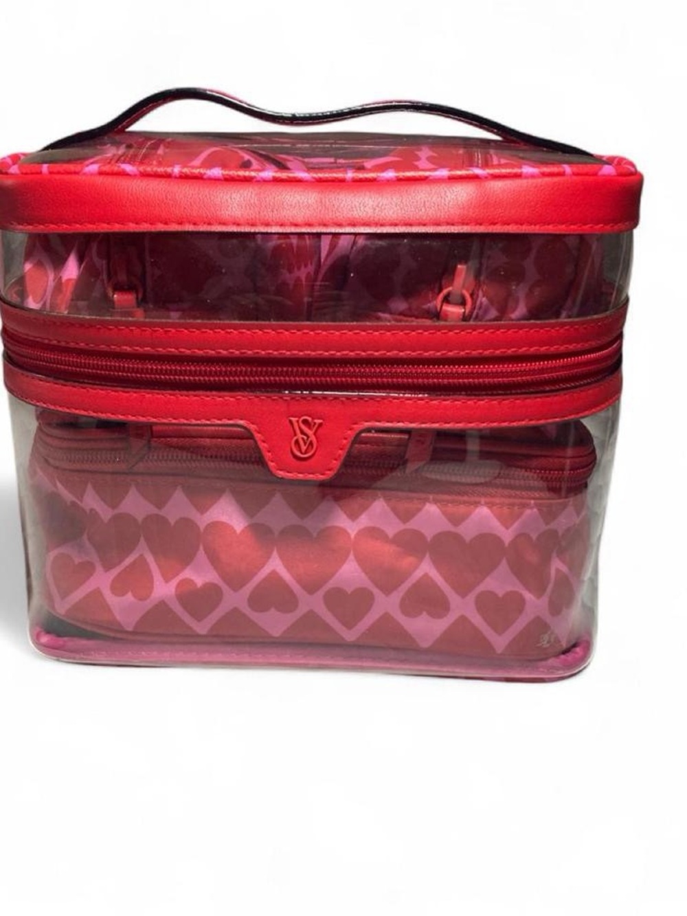 NWOT Victoria's Secret 4-in-1 Cosmetic Set Red & Pink Hearts (Limited Edition) - Picture 2 of 9